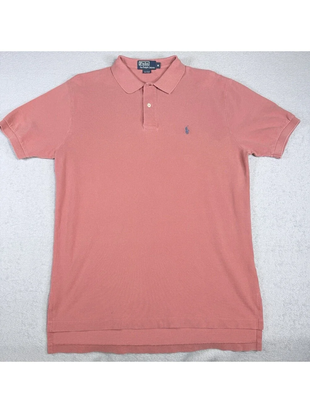 Polo by Ralph Lauren Mens Medium Coral Red Pique Polo Shirt Short Sleeve Cotton